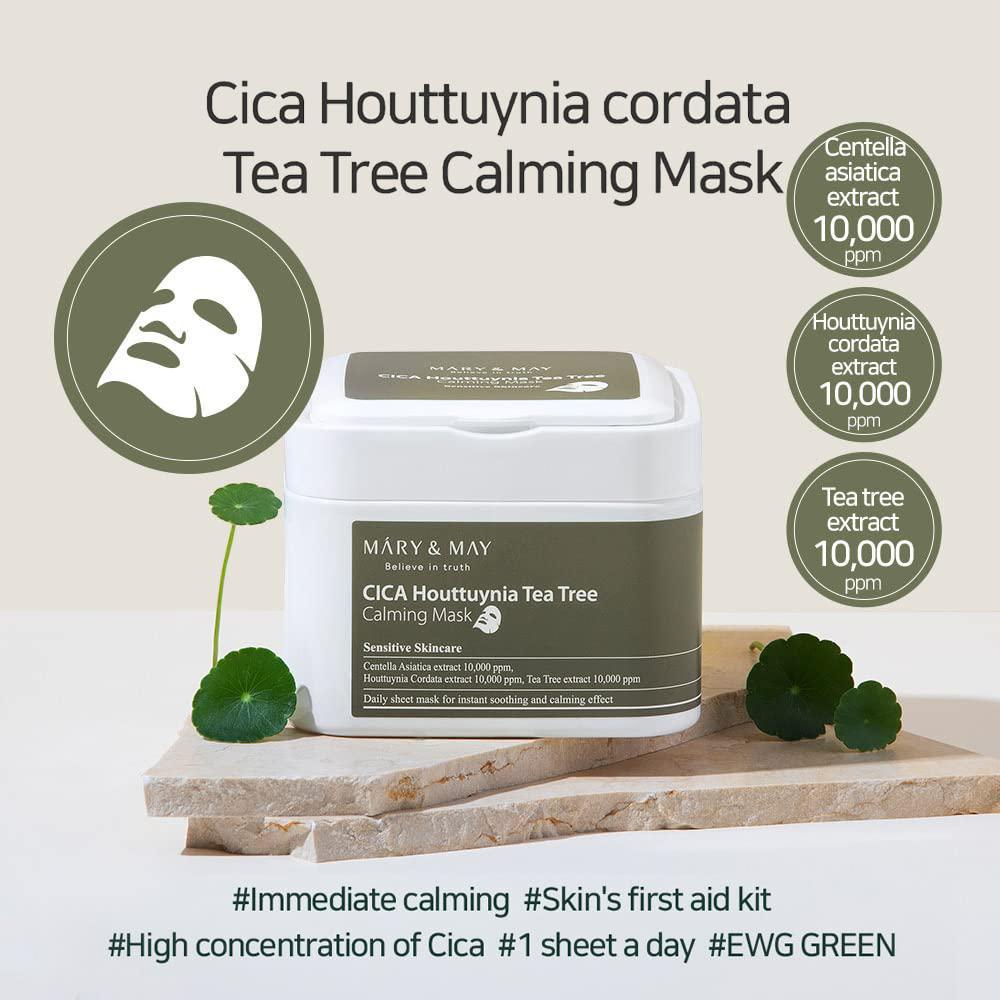 Mary&May Cica Houttuynia Cordata Tea Tree Calming Mask Pack 媄茵雅鱼腥草茶树舒缓面膜 30 sheets