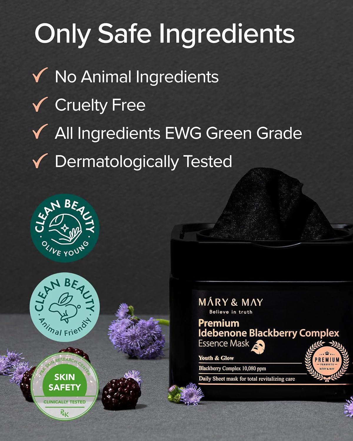 Mary&May Premium Idebenone Blackberry Complex Essence Mask 媄茵雅黑莓复合精华面膜 2oea