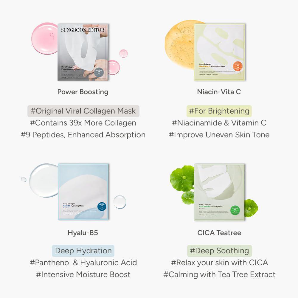 Sungboon Editor Deep Collagen Cica Teatree Soothing Mask 韩国Sungboon Editor深层胶原蛋白茶树隔夜面膜 4ea