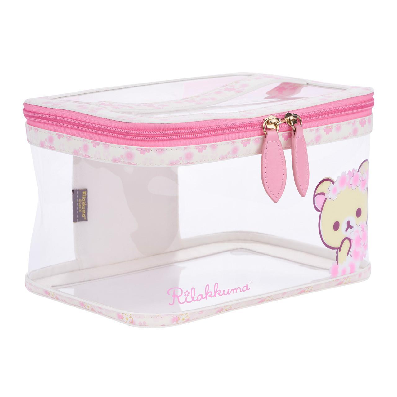 San-X Rilakkuma Cherry Blossom Cosmetic Bag Purple 日本San-X轻松熊樱花紫色化妆包