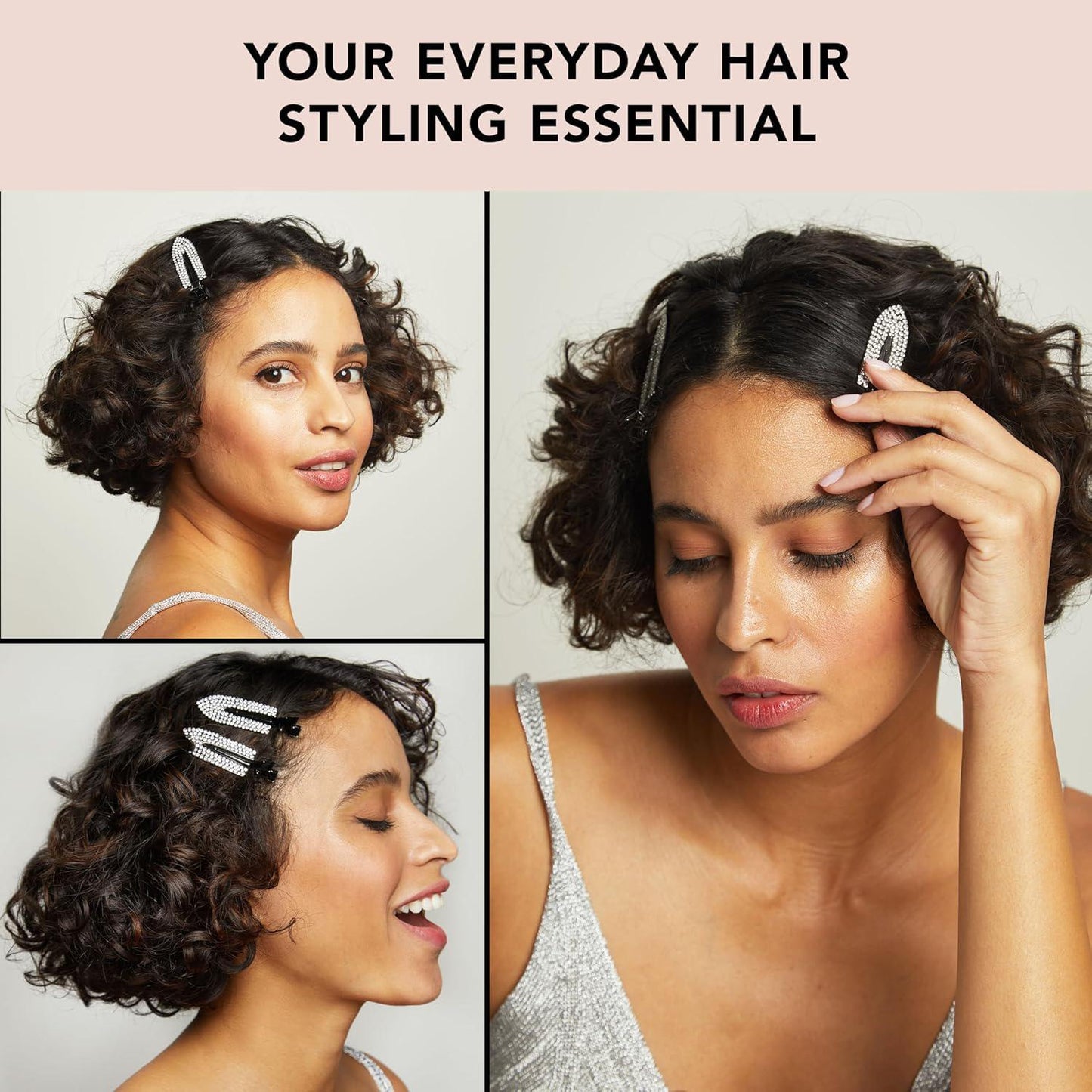 Kitsch Metal Rhinestone Creaseless Clips 2pc Set 金属水钻无痕发夹 2件