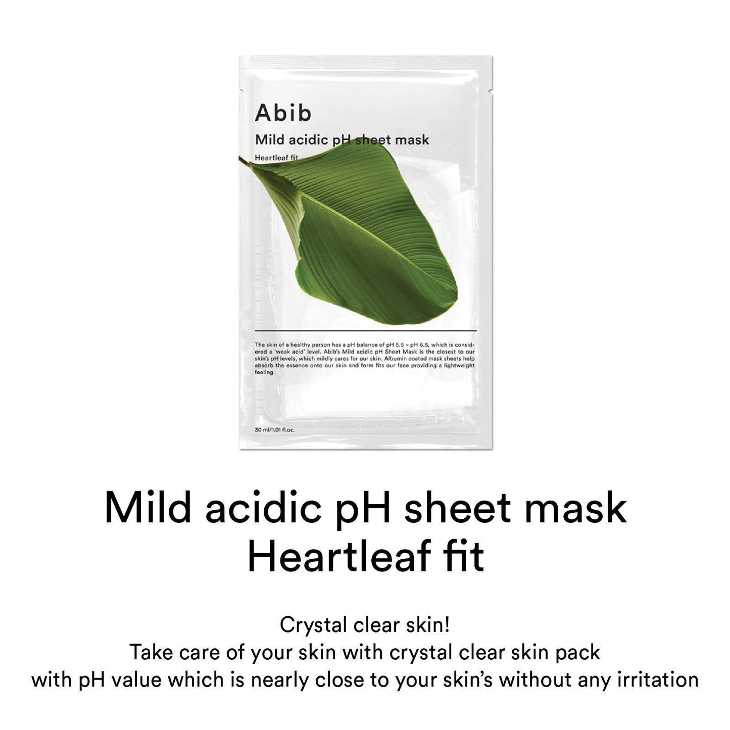 Abib Mild Acidic PH Sheet Mask- Heartleaf Fit 阿彼芙弱酸性鱼腥草镇定消炎面膜