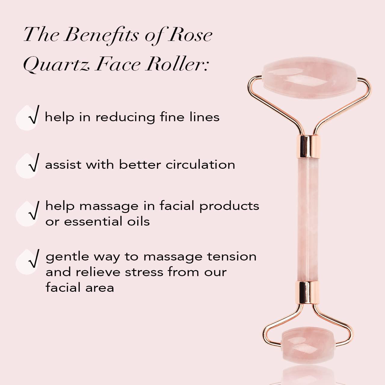 Kitsch Rose Quartz Crystal Facial Roller 玫瑰石英滚轮面部按摩器