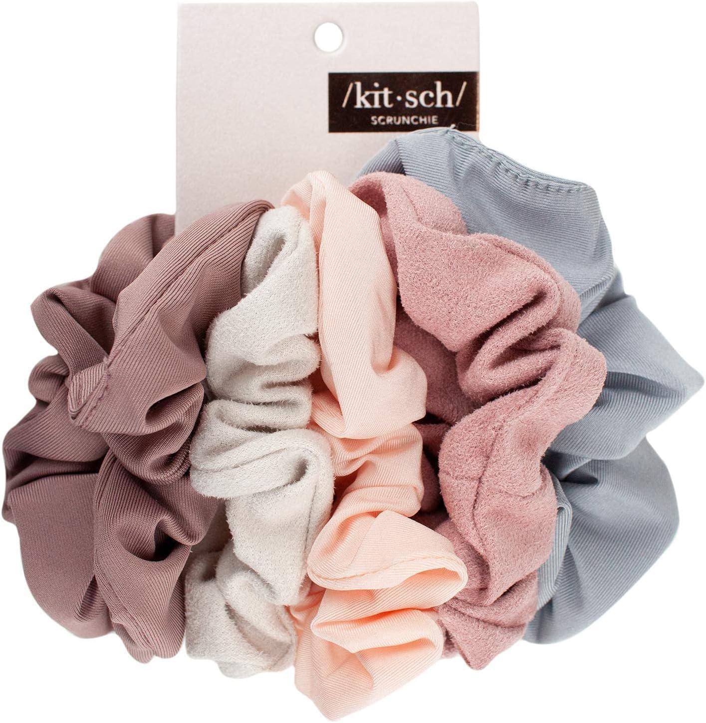 Kitsch Assored Textured Scrunchies 5pc Set 女士各式纹理发圈5件装