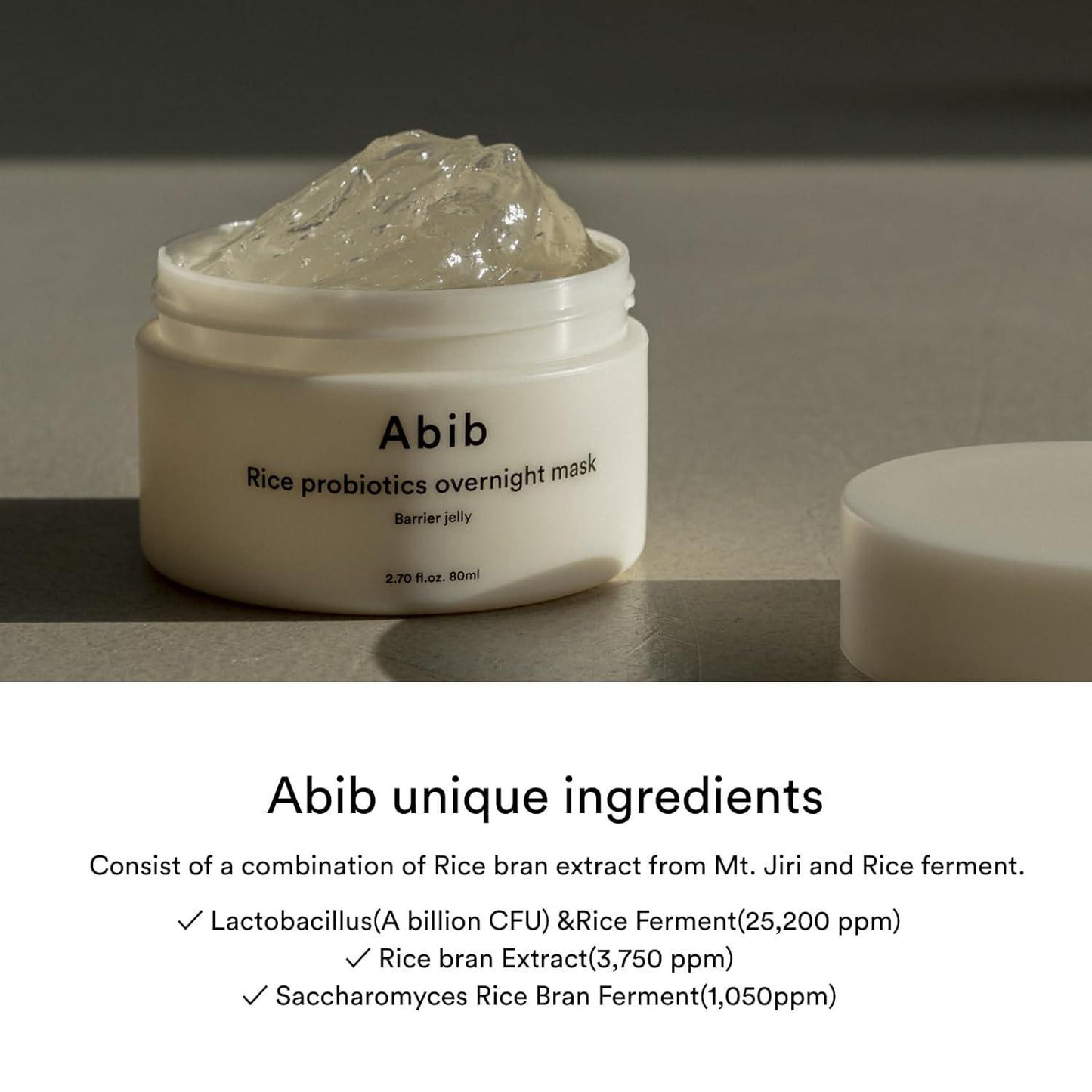 Abib Rice Probiotics Overnight Mask Barrier Jelly 阿彼芙大米益生菌涂抹式睡眠面膜 80mL