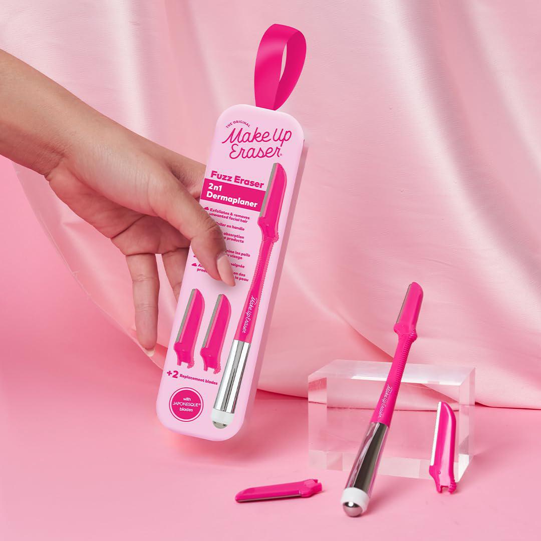 MakeUp Eraser Fuzz Eraser Dermaplaner 玫卡瑞丝二合一面部剃须刀和冷却眼部滚轮