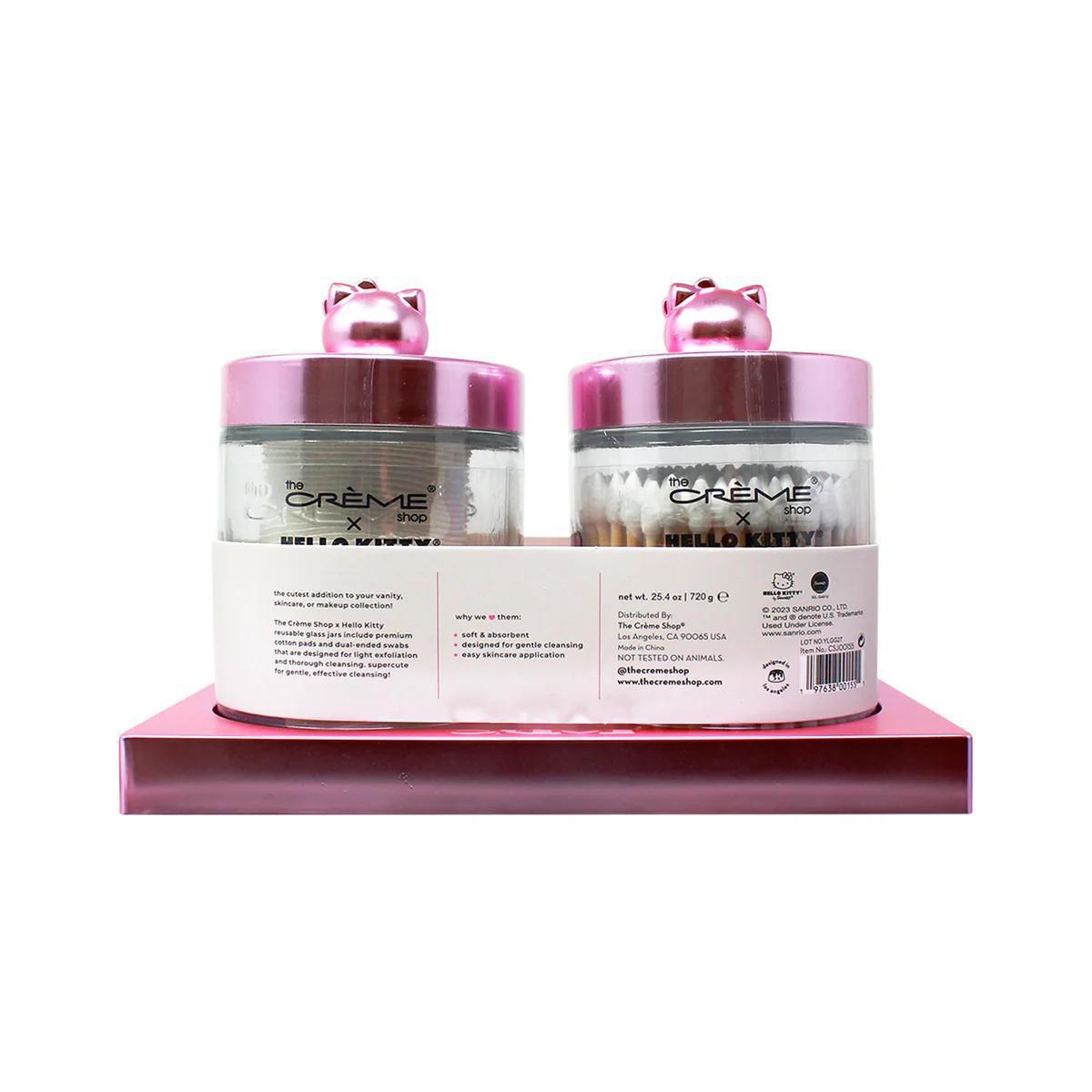 The Creme Shop X Sanrio Holiday Glass Jar 2Set (Cotton Pads&Swab) (Pink) 三丽鸥联名可重复使用玻璃罐 2 件套(化妆棉和棉签)(粉色)
