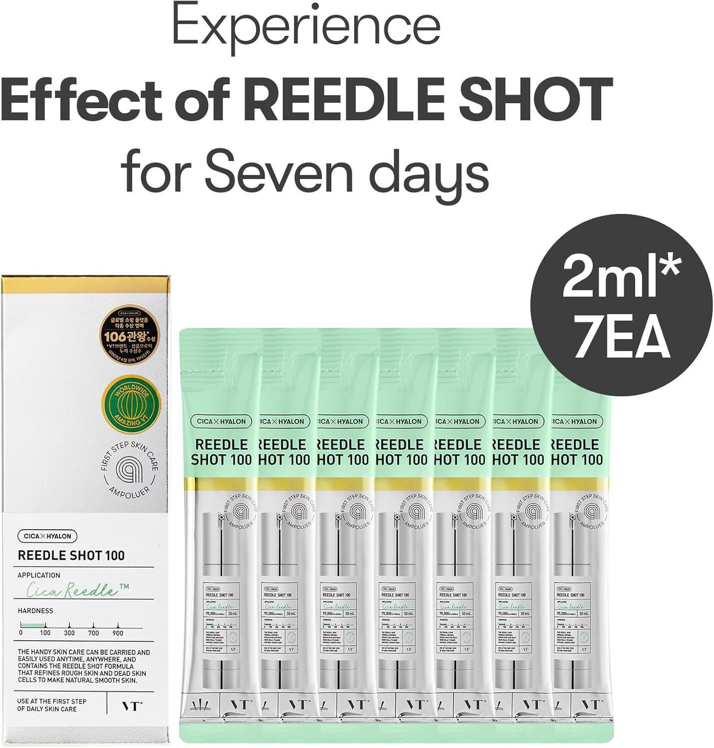 VT COSMETICS Reedle Shot 100 Ampouler 薇缔微晶胶原蛋白精华100安瓿瓶 2mL*7ea