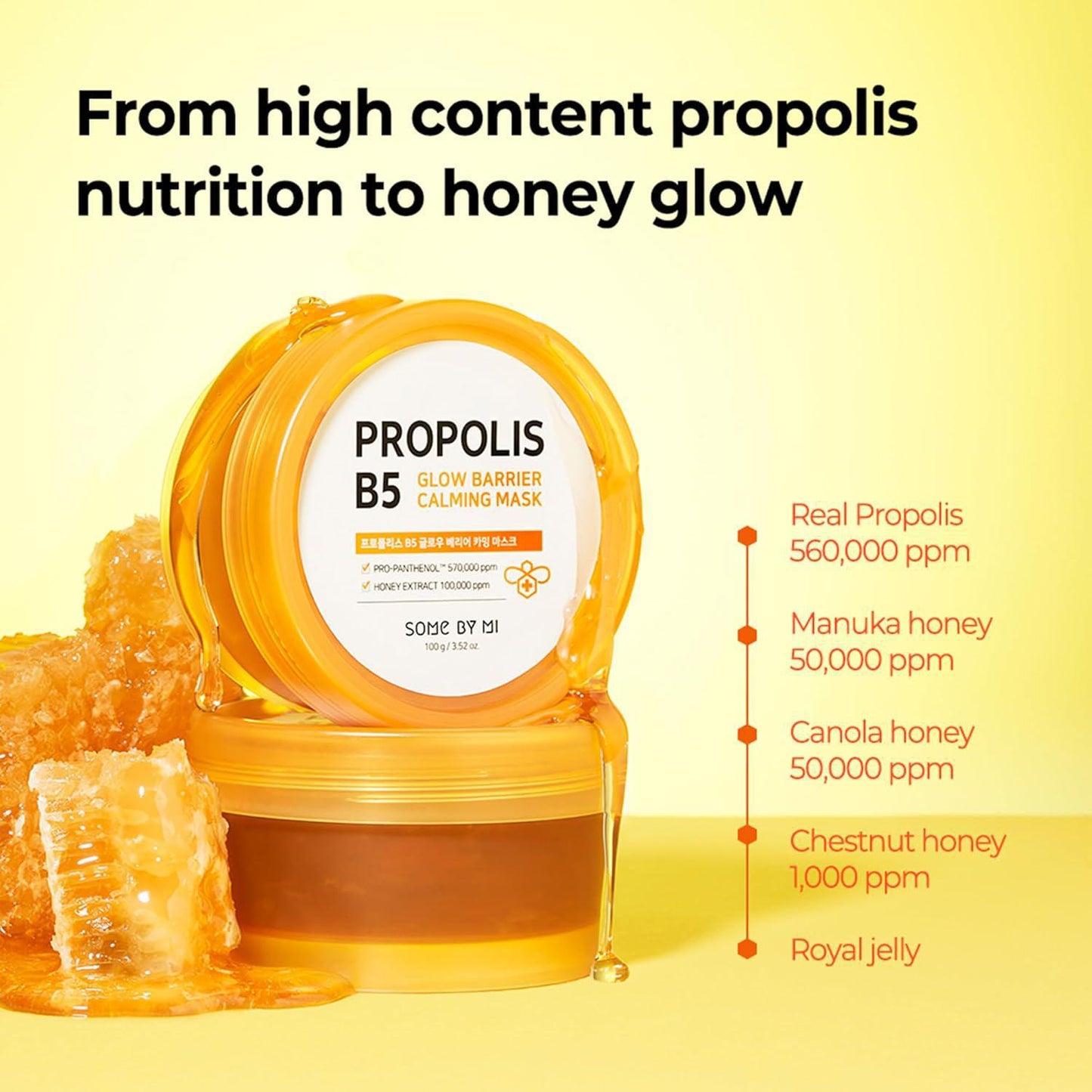 SOME BY MI Propolis B5 Glow Barrier Calming Mask 莎柏蜜蜂胶B5舒缓屏障亮泽面膜 100g