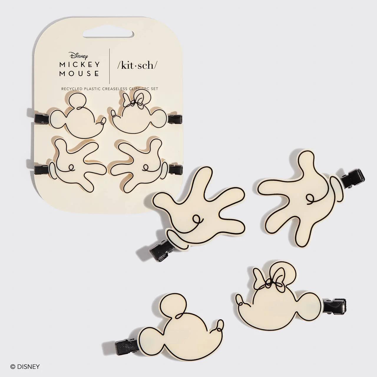 Kitsch & Mickey and Minnie Recycled Creaseless Clips 无折痕发夹 4件套