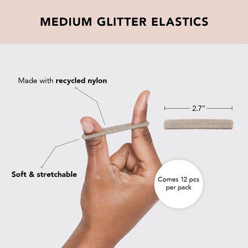 Kitsch Recycled Nylon Glitter Medium Elastics 女士固定发带 12件