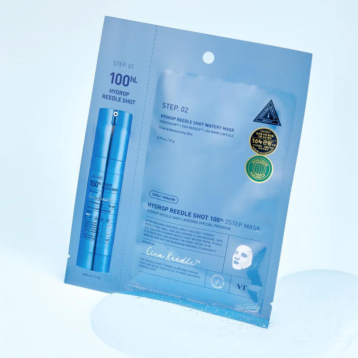 VT COSMETICS Hydrop Reedle Shot 100hL 2 Step Mask In Bulk 薇缔玻尿酸补水两部曲精华面膜