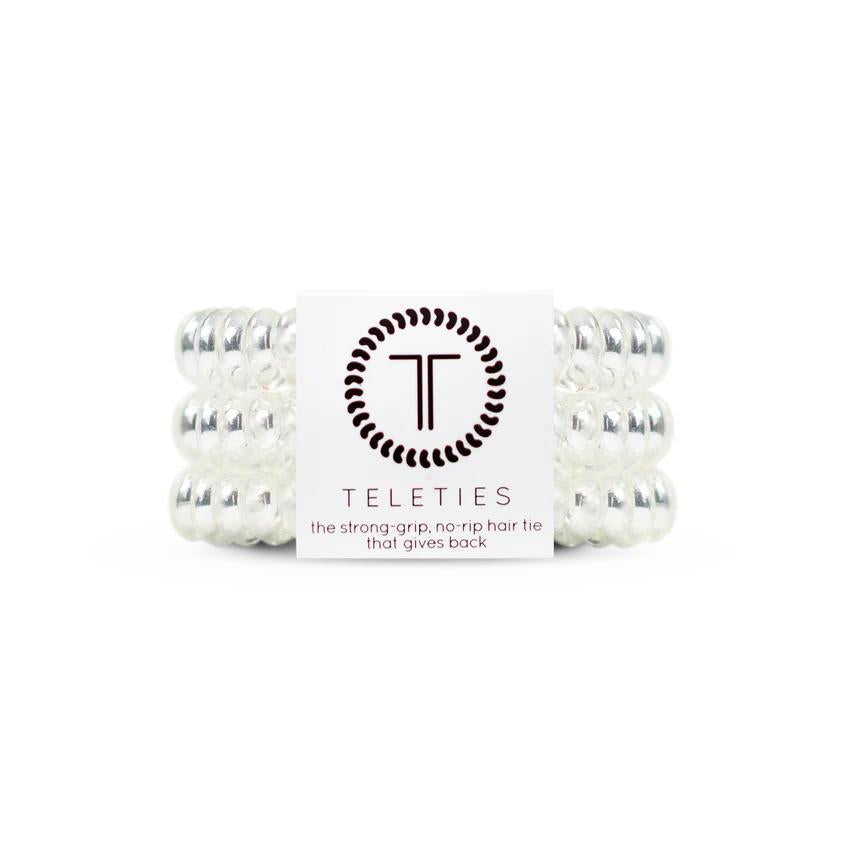 TELETIES Spiral Hair Coils Crystal Clear Hair Ties 椰子白螺旋电话线发圈