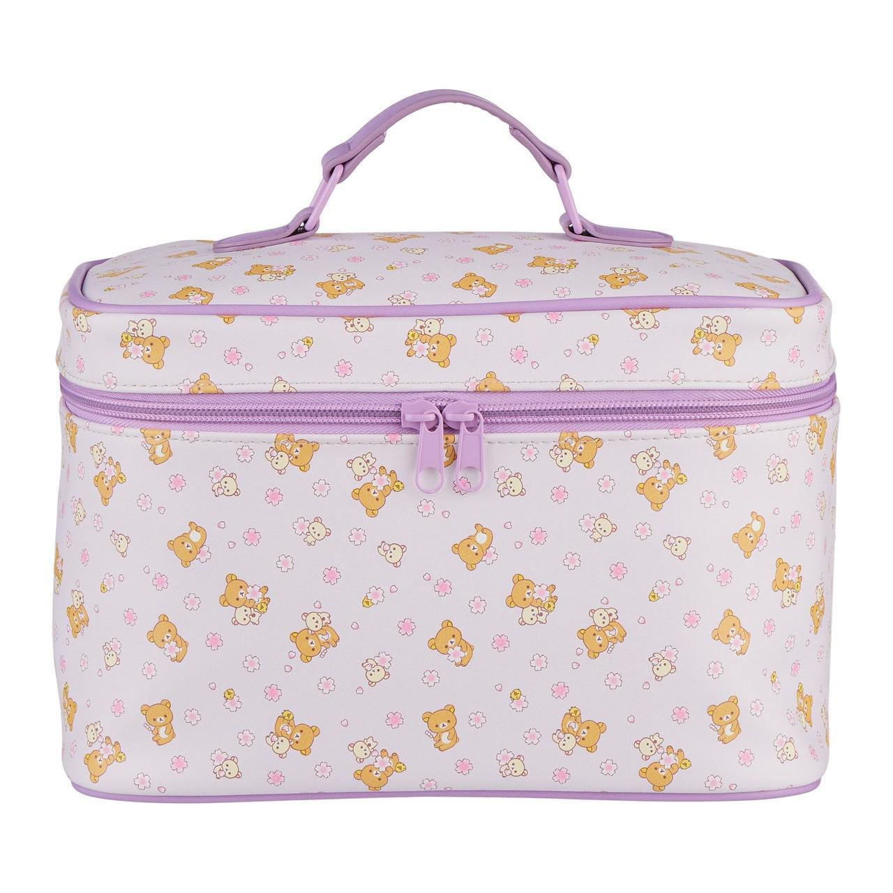 San-X Rilakkuma Cherry Blossom Cosmetic Bag Purple 日本San-X轻松熊樱花紫色化妆包