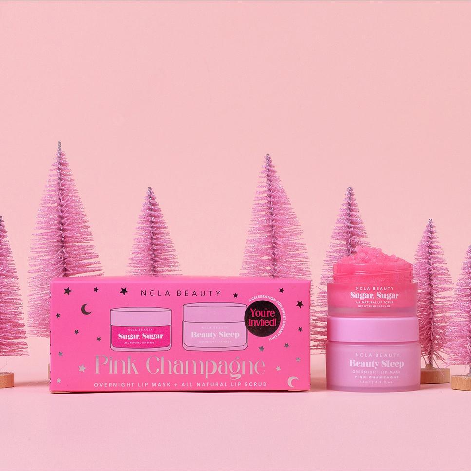 NCLA Beauty Slumber Party Lip Treatment Gift Set Pink Champagne 睡衣派对唇部护理礼品套装粉红香槟色