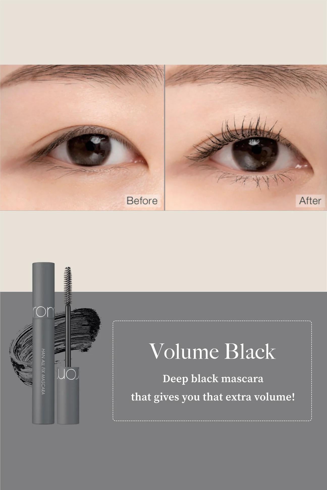 Rom&nd Han All Fix Mascara Volume 柔魅得防晕染浓密睫毛膏