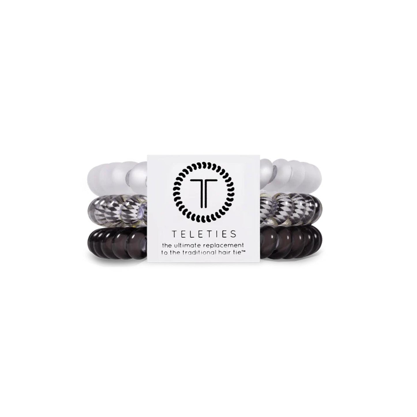TELETIES Spiral Hair Coil Silver Flames Hair Ties 银色火焰螺旋电话线发圈