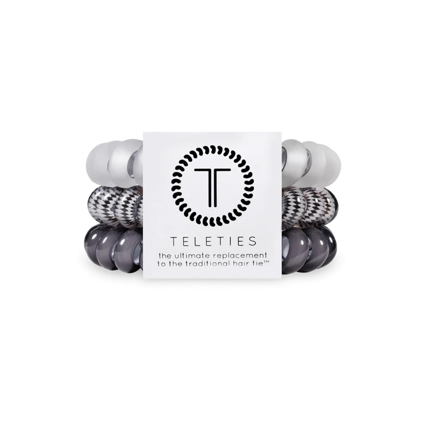 TELETIES Spiral Hair Coil Silver Flames Hair Ties 银色火焰螺旋电话线发圈