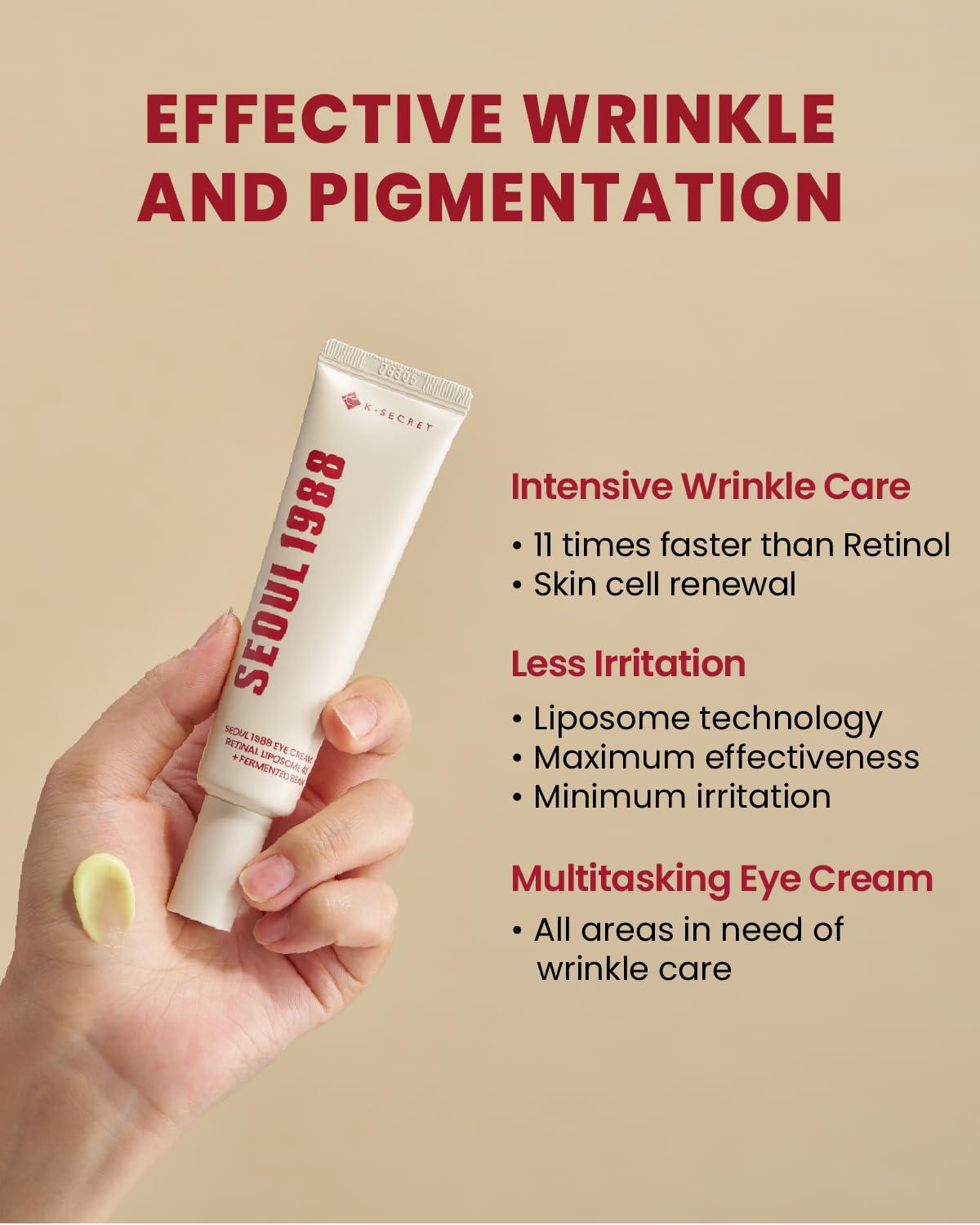 K-SECRET SEOUL 1988 Eye Cream - Retinal Liposome 4% + Fermented Bean 韩国K-SECRET1988眼精华4%视黄醇+大豆发酵提取物 30mL