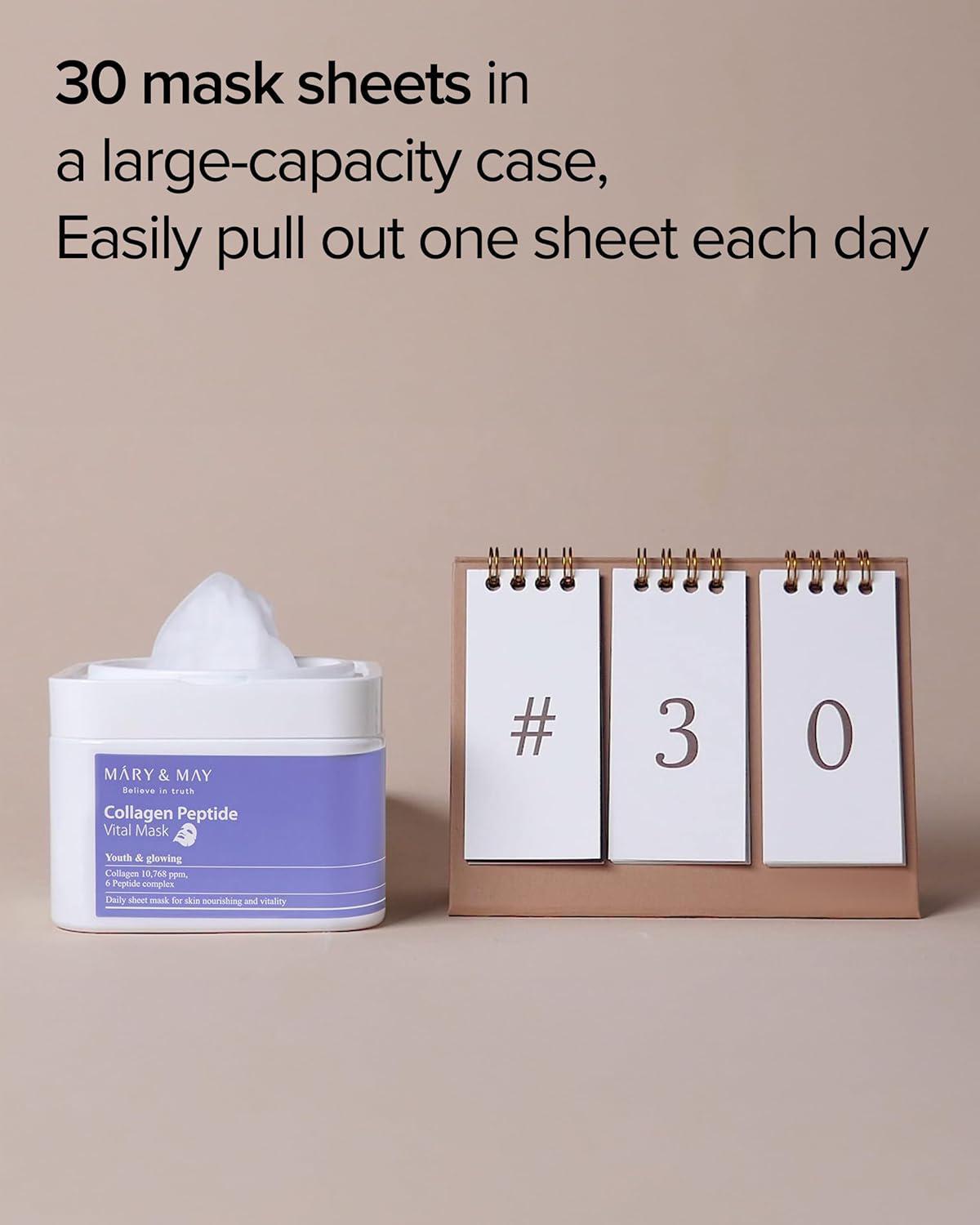 Mary&May Collagen Peptide Vital Mask 媄茵雅胶原蛋白肽活力面膜 30pcs