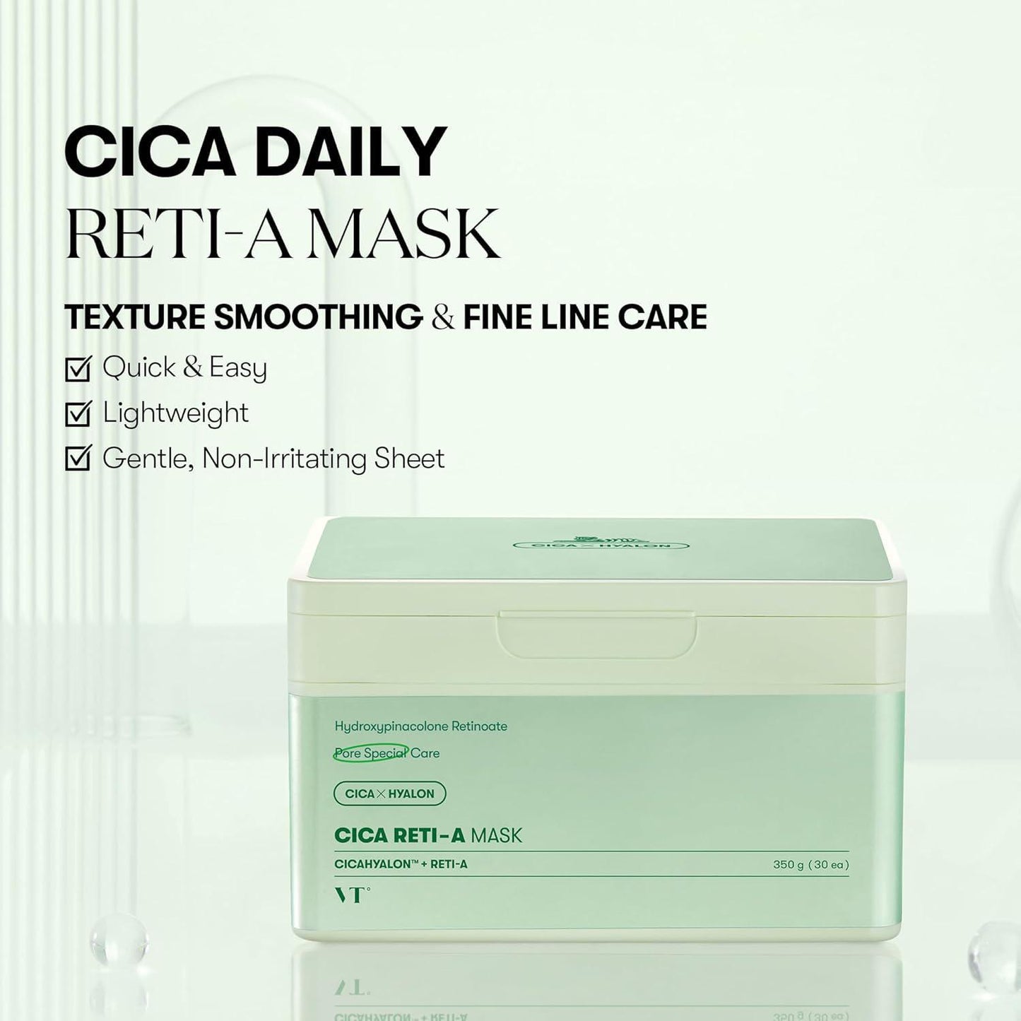 VT COSMETICS Cica Reti-A Mask 薇缔积雪草滋润保湿面膜 30ea