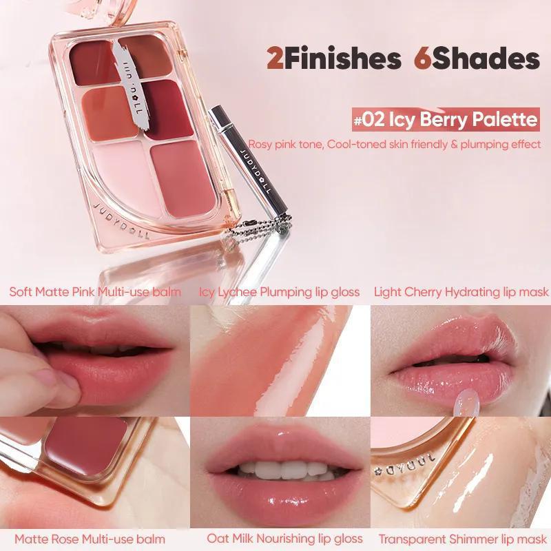 Judydoll 6-Color Multi-Use Lip Palette 橘朵6色多功能唇彩盘