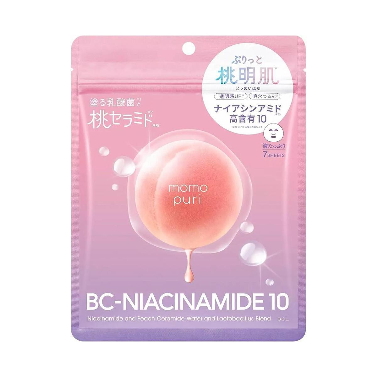 BCL Momo Puri Niacinamide & Peach Face Mask 碧芯珞烟酰胺和蜜桃补水保湿面膜 7片装