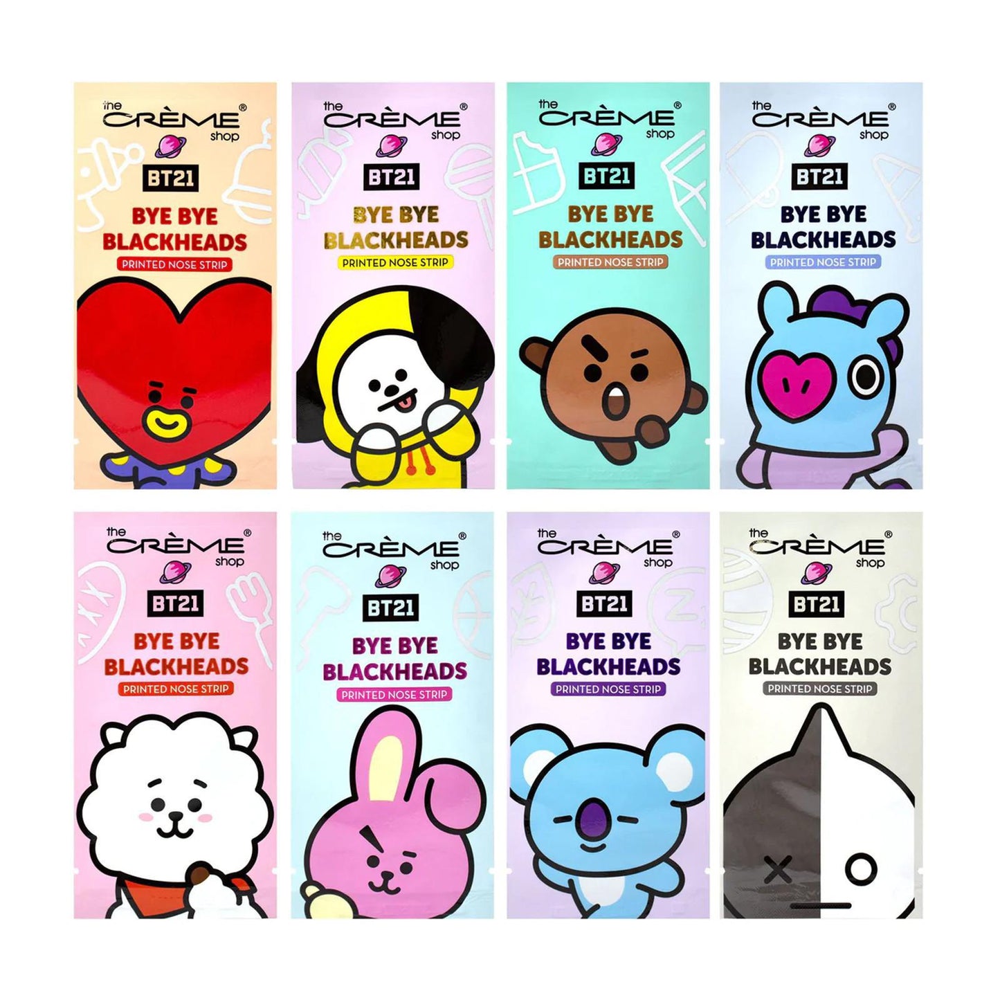 The Creme Shop BT21 Byebye Balckheads-Pore Strips 宇宙明星黑头拜拜毛孔清洁贴 8pcs