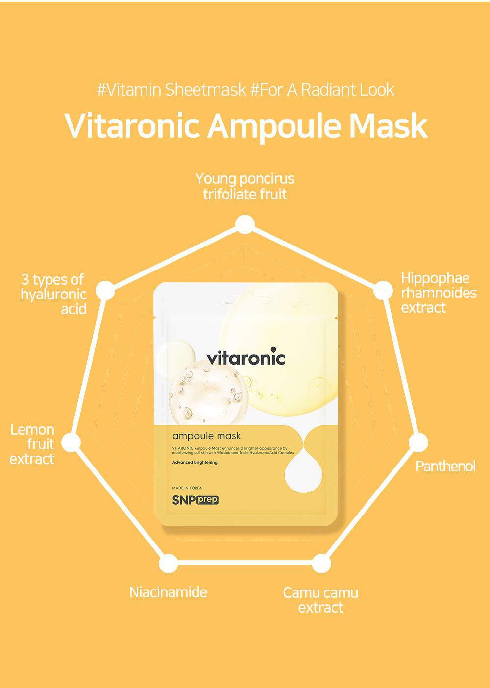 SNP Prep Vitaronic Ampoule Mask 韩国SNP安瓿精华面膜 10pcs