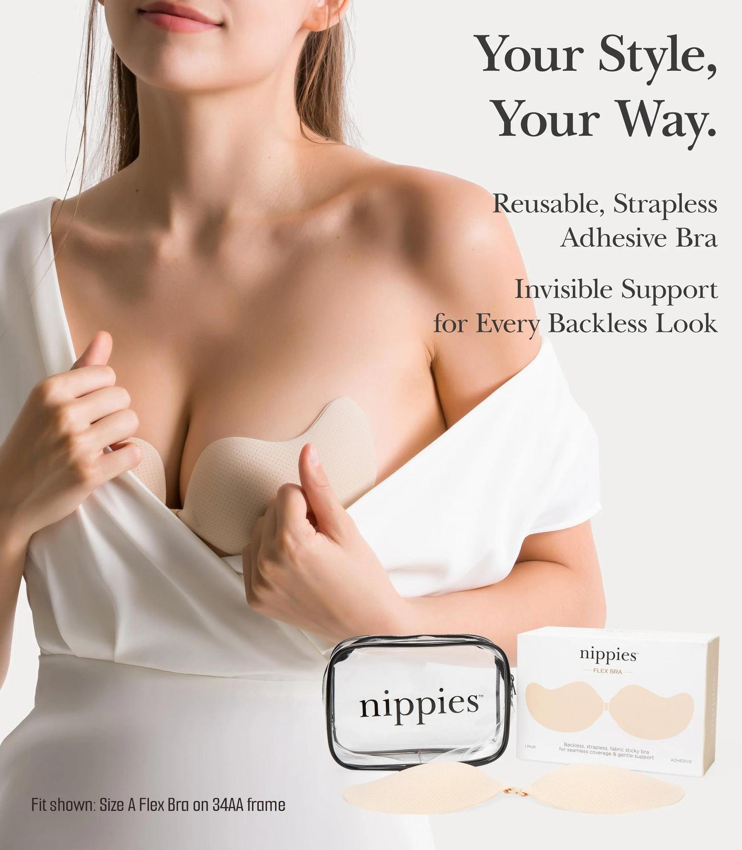 Nippies Flex Bra Adhesive Strapless Bra 女士粘贴式无肩带文胸