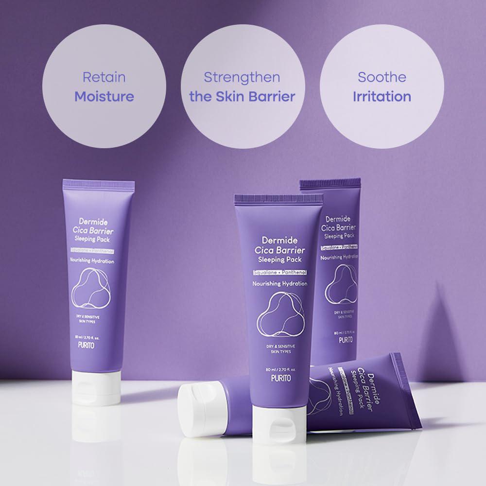 Purito SEOUL Dermide Cica Barrier Sleeping Pack 韩国积雪草睡眠免洗面膜补水舒缓屏障夜间修复 80mL