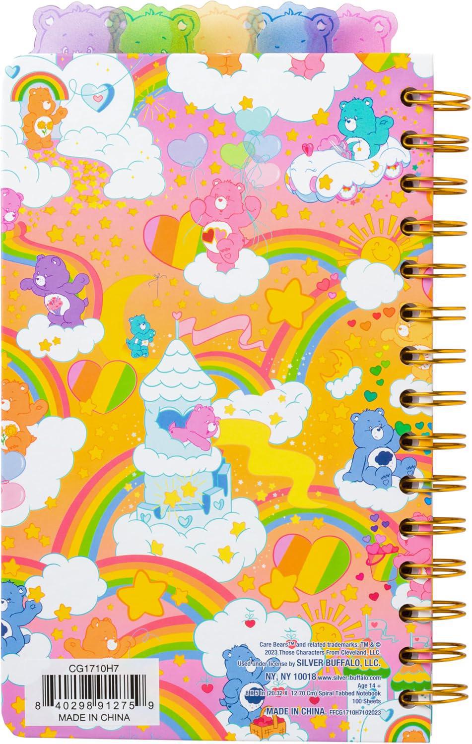 Care Bears Rainbow Stars 8” x 5” Spiral Tabbed Notebook 爱心熊彩虹星8”x5”螺旋标签笔记本