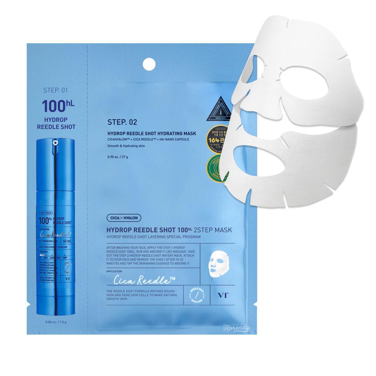 VT COSMETICS Hydrop Reedle Shot 100hL 2 Step Mask In Bulk 薇缔玻尿酸补水两部曲精华面膜