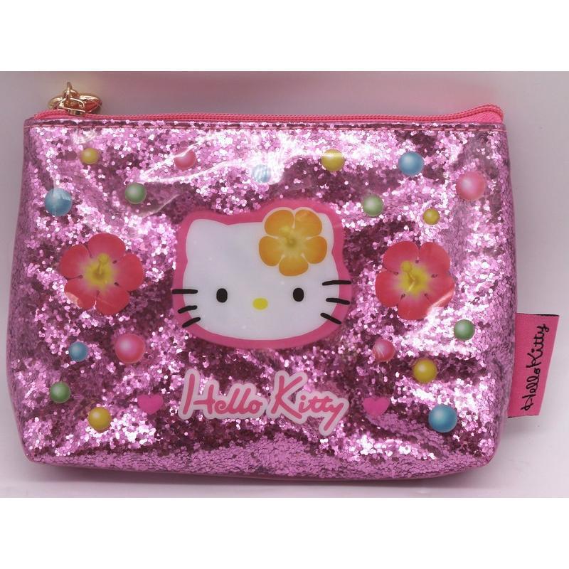 Sanrio Hello Kitty 2024 Ggogo Gal Collection Glitter Pouch Hibiscus 凯蒂猫2024闪光化妆包