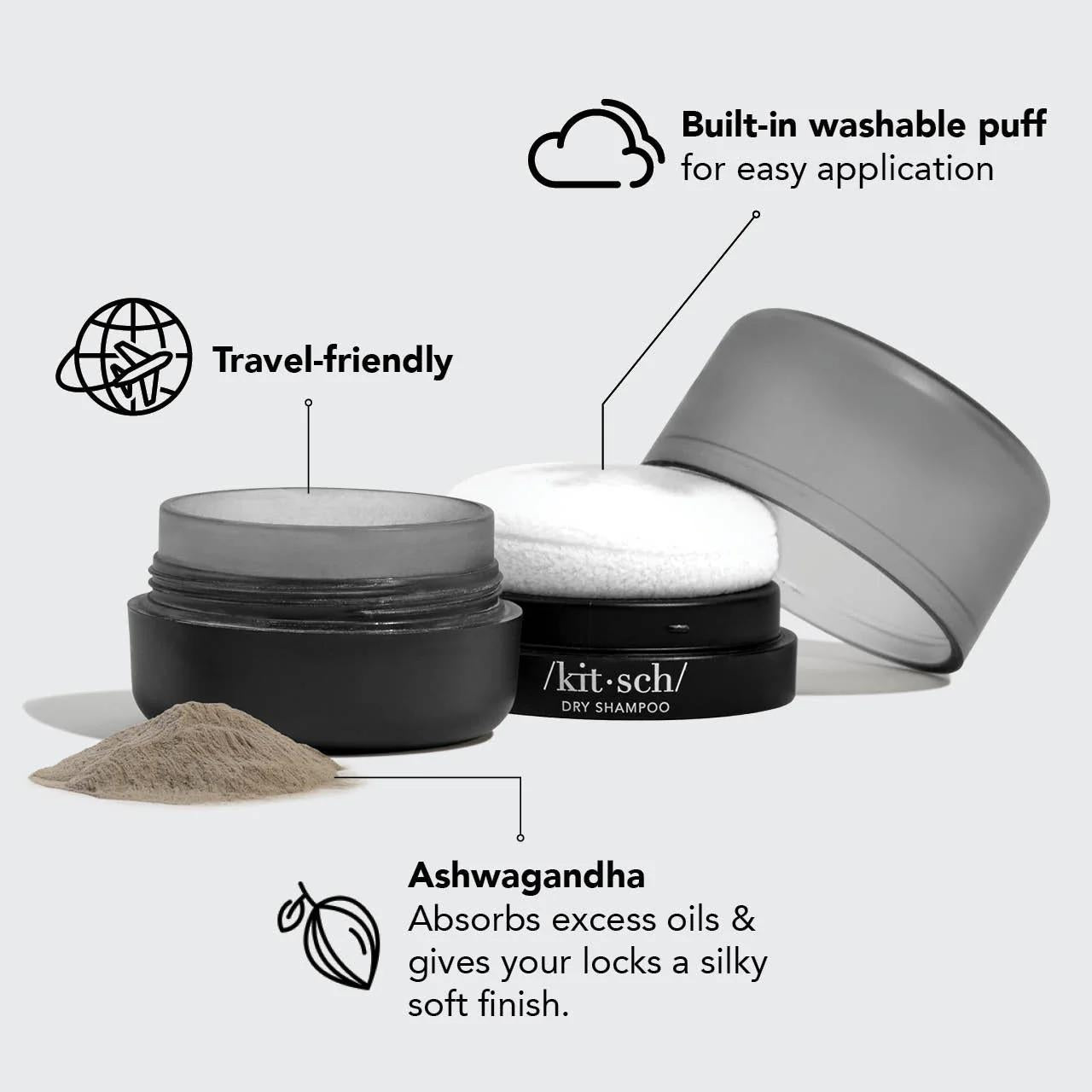 Kitsch Volumizing Rice Protein Dry Shampoo - Dark Tinted Powder 大米蛋白丰盈头发免洗干发蓬蓬粉-深色粉末