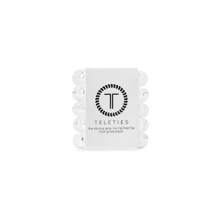 TELETIES Spiral Hair Coils Crystal Clear Hair Ties 椰子白螺旋电话线发圈