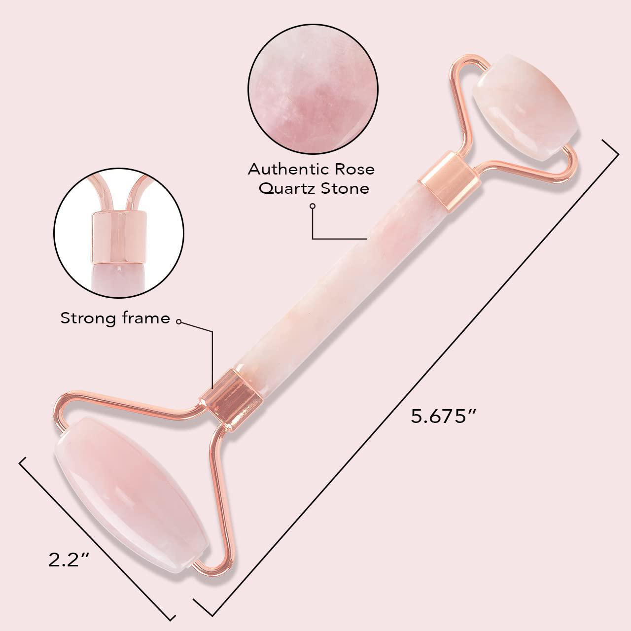 Kitsch Rose Quartz Crystal Facial Roller 玫瑰石英滚轮面部按摩器