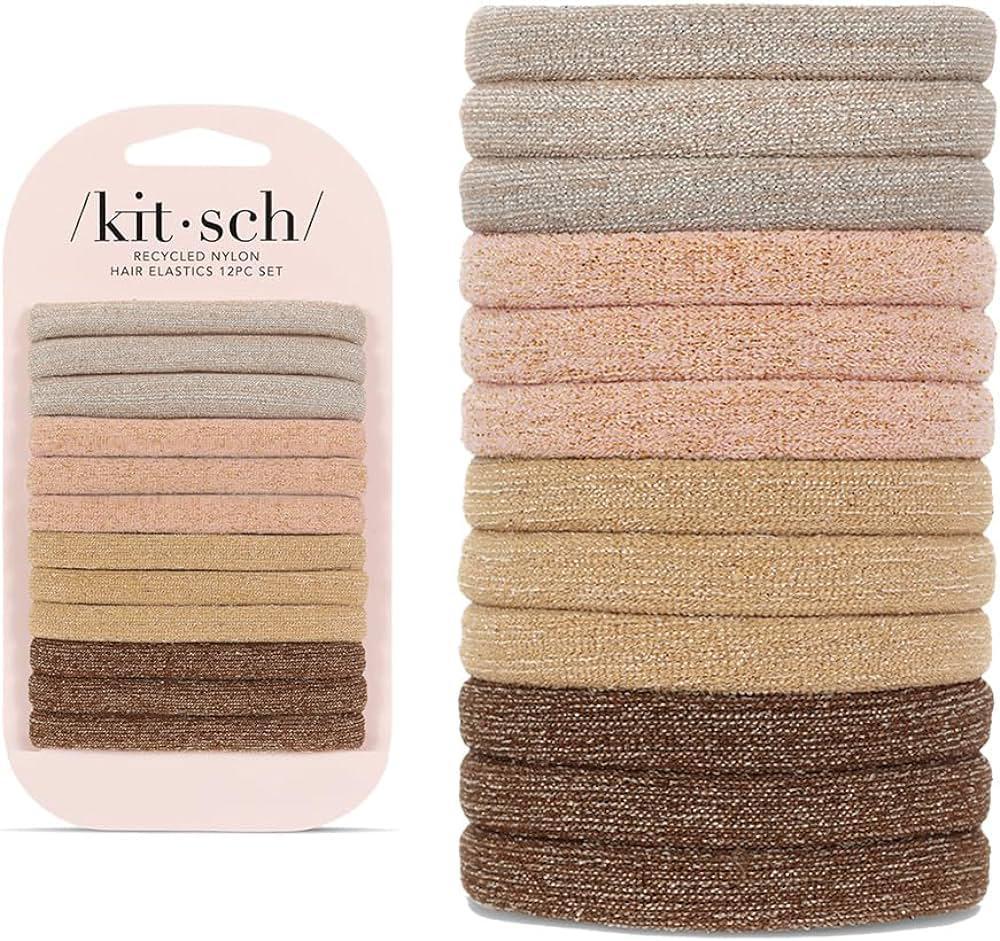 Kitsch Recycled Nylon Glitter Medium Elastics 女士固定发带 12件