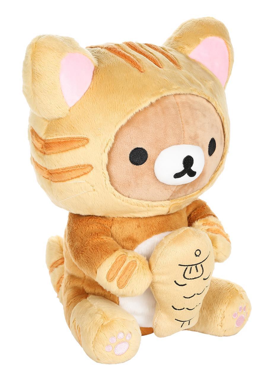 San-X Rilakkuma as Tiger Eating Fish Plush 轻松熊橙色虎猫吃鲷鱼外套毛绒玩具