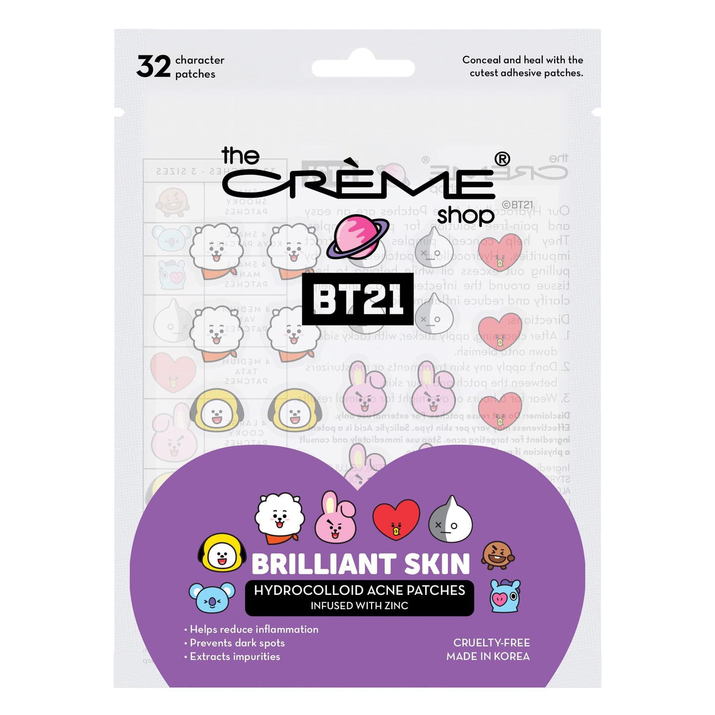 The Creme Shop BT21 Brilliant Skin Hydrocolloid Acne Patches 宇宙明星水胶体痤疮贴片祛痘贴