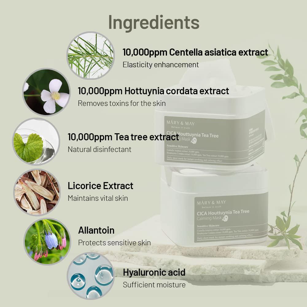 
                      
                        Mary&May Cica Houttuynia Cordata Tea Tree Calming Mask Pack 媄茵雅鱼腥草茶树舒缓面膜 30 sheets
                      
                    