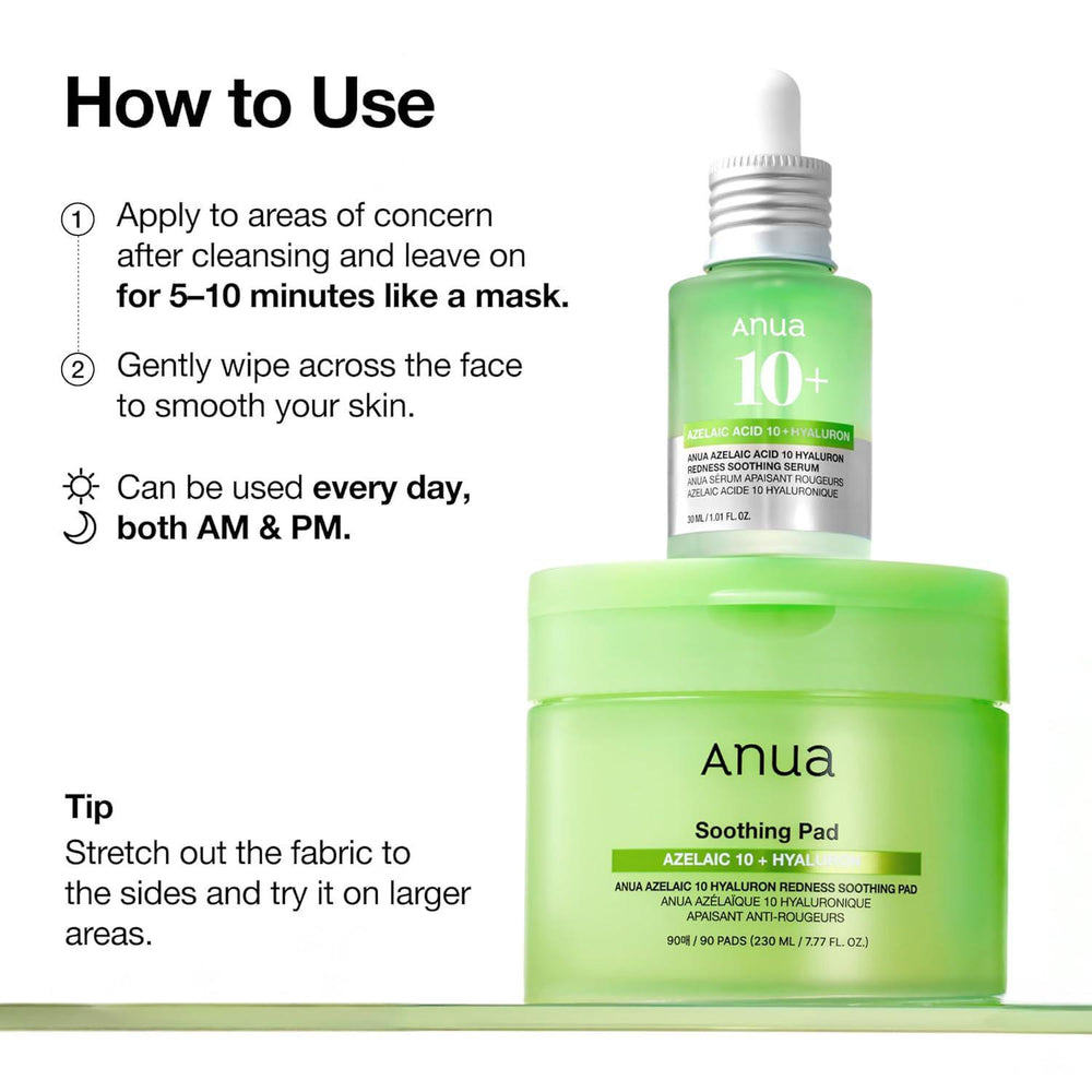 
                      
                        ANUA Azelaic Acid 10 Hyaluron Redness Soothing Pad 韩国ANUA壬二酸10透明质酸保湿棉片 90pads
                      
                    