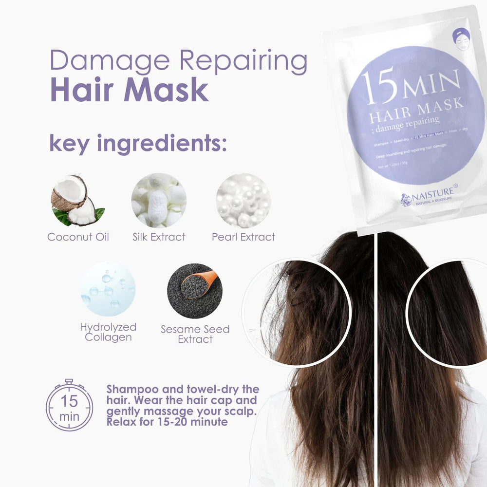 
                      
                        Naisture 15 Min Hair Mask Cap Damage Care 韩国Naisture15分钟头发损伤护理发膜 35g
                      
                    