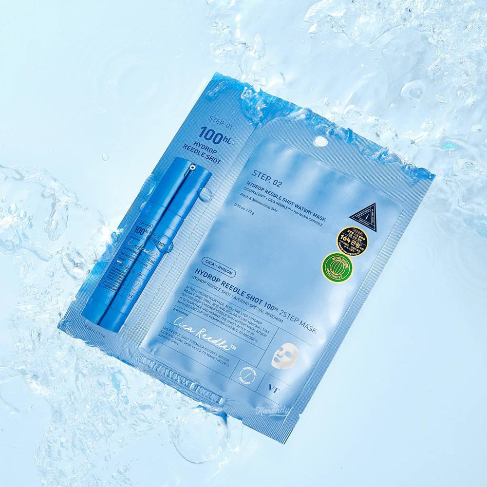 
                      
                        VT COSMETICS Hydrop Reedle Shot 100hL 2 Step Mask In Bulk 薇缔玻尿酸补水两部曲精华面膜
                      
                    