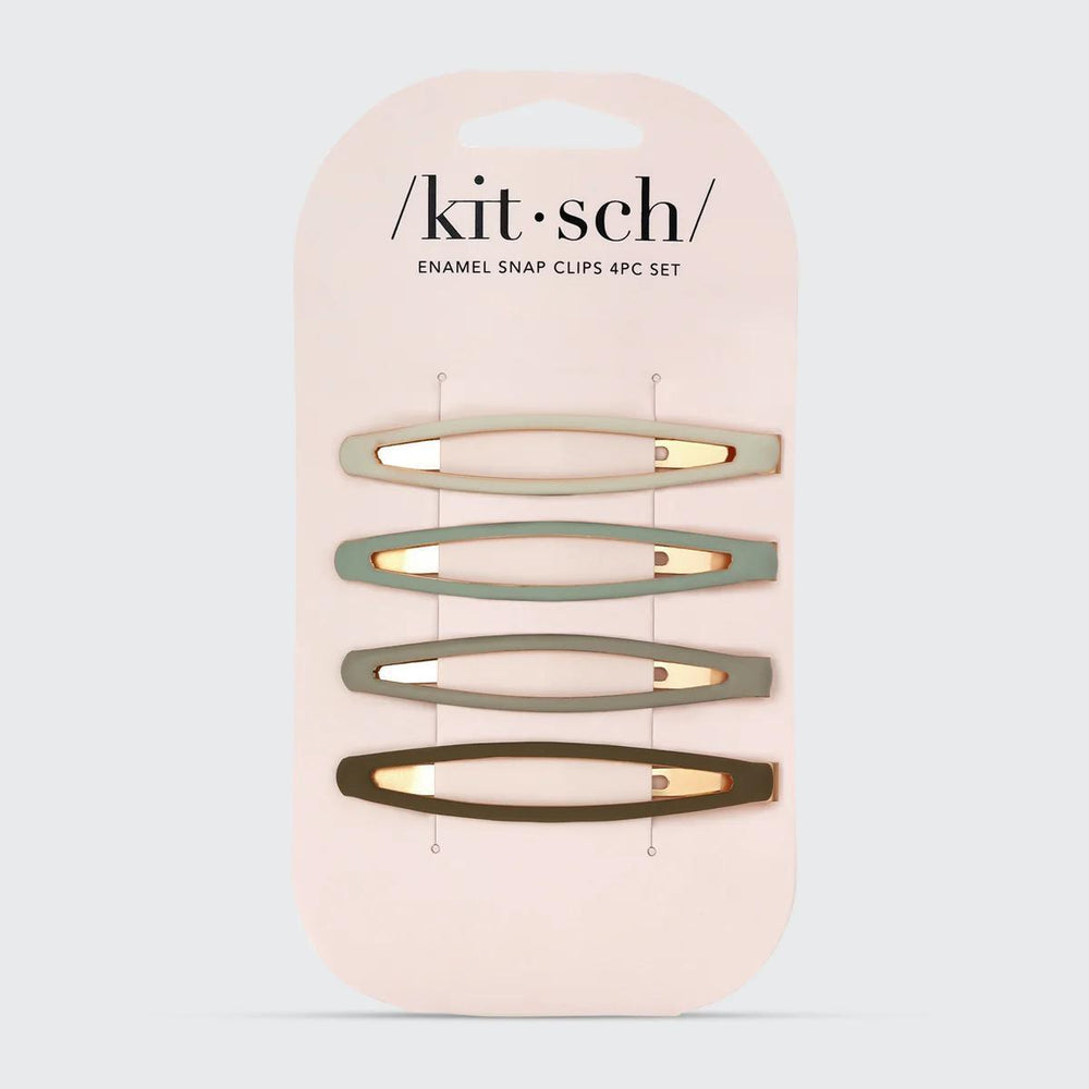 Kitsch Enamel Elongated Snap Clips 珐琅细长按扣夹 4件