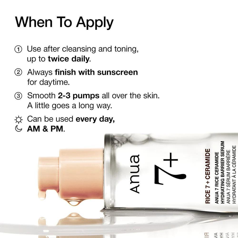 
                      
                        ANUA 7 Rice Ceramide Hydrating Barrier Serum 韩国ANUA大米神经酰胺保湿屏障精华 50mL
                      
                    