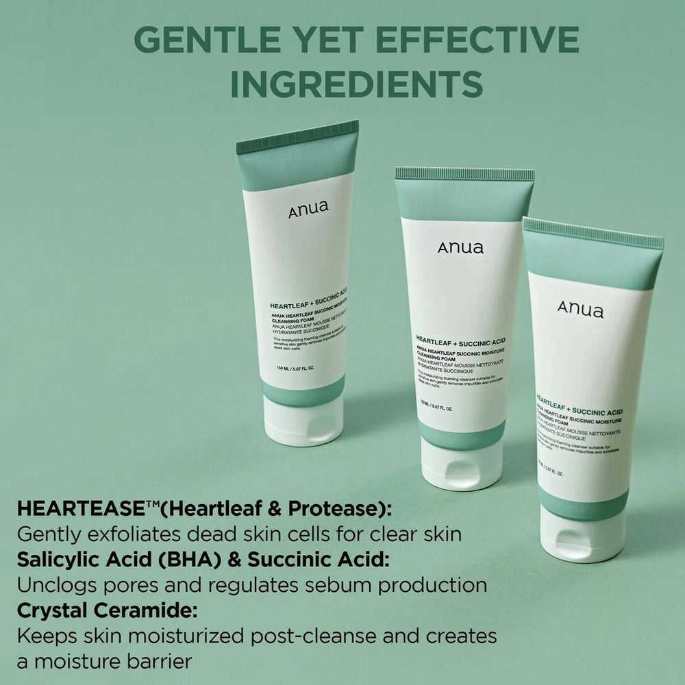 
                      
                        ANUA Heartleaf Succinic Moisture Cleansing Foam 韩国ANUA鱼腥草琥珀酸保湿洁面泡沫 150mL
                      
                    