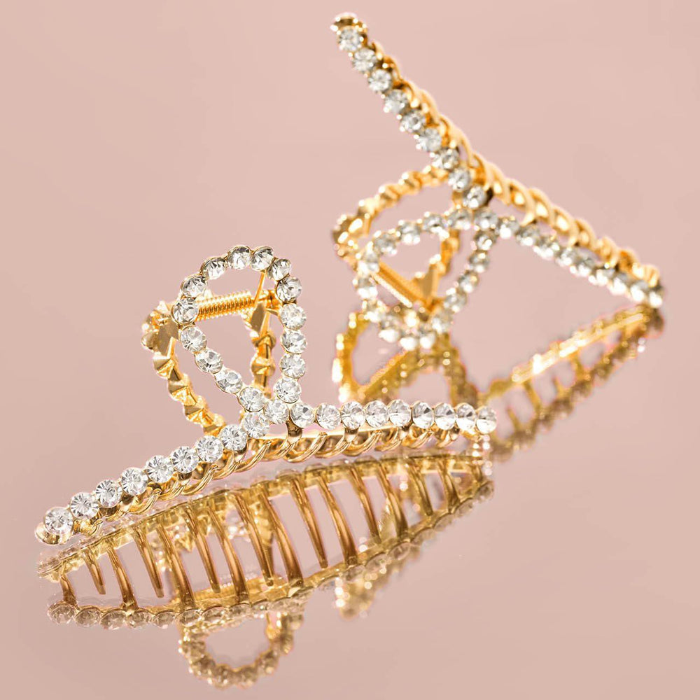 
                      
                        Kitsch Loop-Shaped Gold Rhinestone Claw Clip 环形金色水钻爪夹
                      
                    