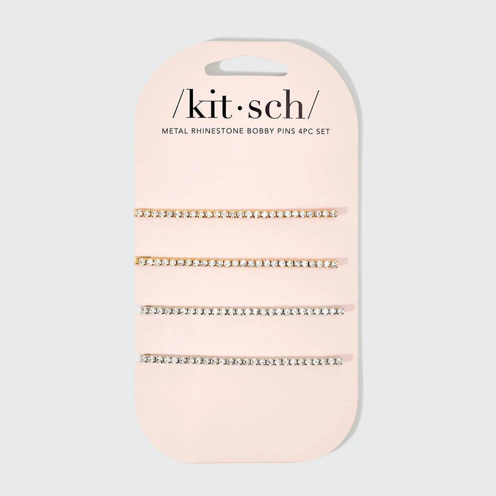 Kitsch Metal Rhinestone Extra Long Bobby Pins 金属水钻超长发夹 4pc Set