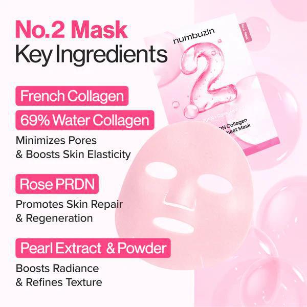 
                      
                        Numbuzin No.2 Overnight Rose PDRN Overnight Collagen Mask 韩国Numbuzin数字2号玫瑰PDRN胶原蛋白保湿面膜 4pcs
                      
                    